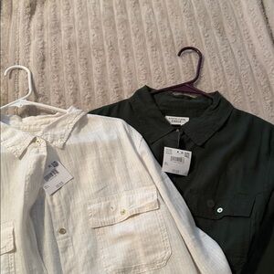 American Eagle Outfitters White Linen Shirt